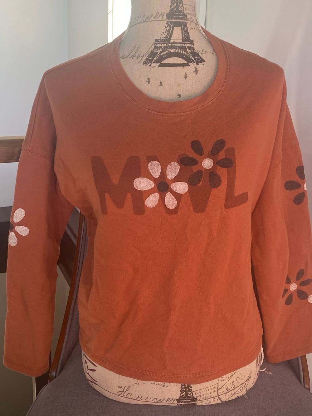 Madewell Rust Orange Floral Graphic Sweatshirt